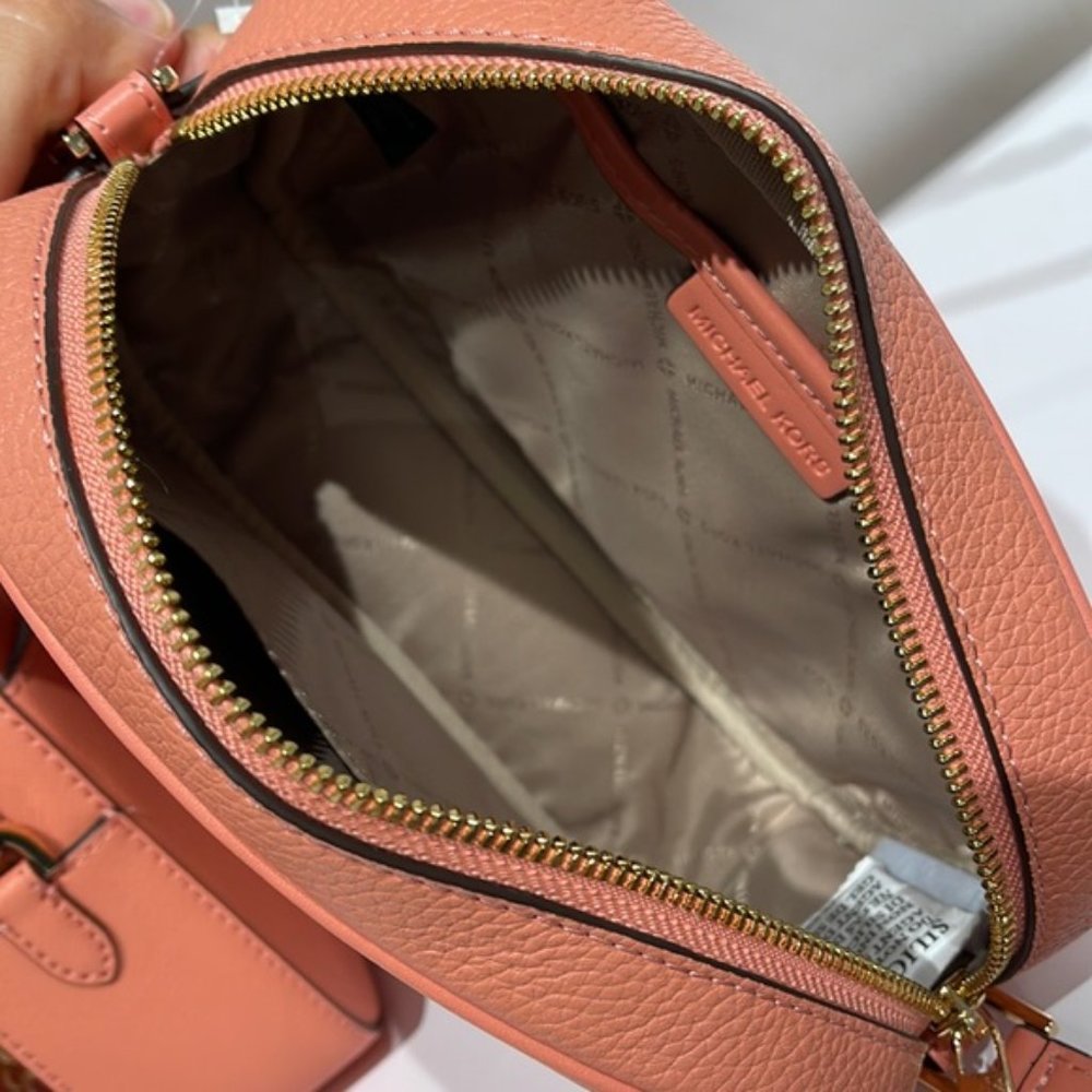 Michael Kors Jet Set Medium Embossed Pebbled Leather Crossbody Bag Sherbert - Picture 15 of 16